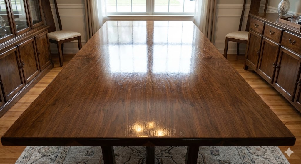 Table de salle à manger vernie